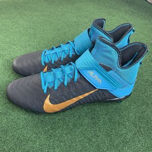 Nike Alpha Menace Pro 2 Mid Football Cleats Black Teal Jaguars BV3945-403